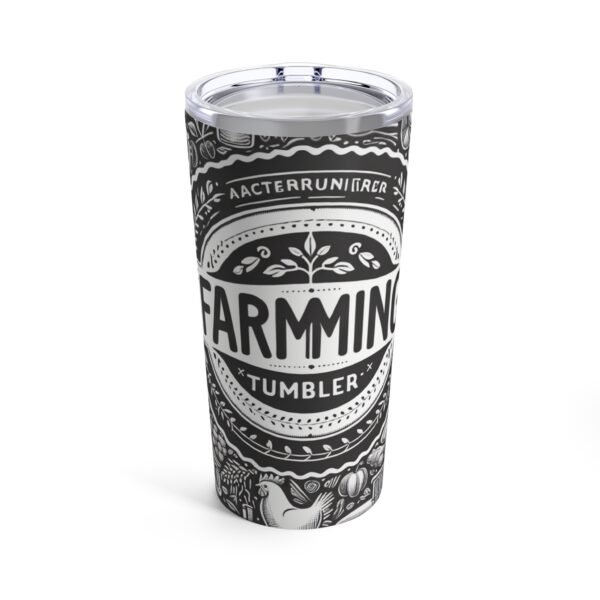 Farming Tumbler 20oz with a spill-proof lid and double-wall insulation.