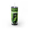 Energy Drink Skinny Tumbler, 20oz, featuring a sleek design and reusable straw.