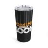 Black Coming Soon Stay Tuned Tumbler, 20oz with matte finish and 'Stay Tuned' imprint, showcasing sleek design and reusable functionality.